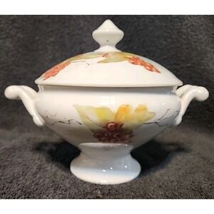 Hand Painted Porcelain Vegetable Dish Vntg 5" Tall 4.5" Diameter